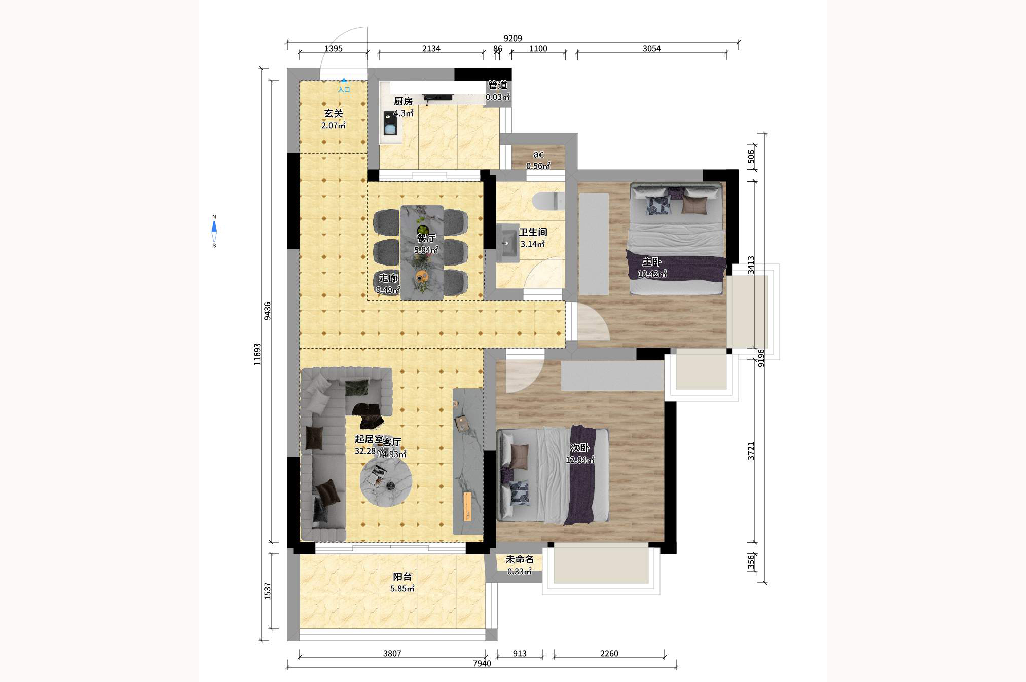 博雅湘水湾 2室2厅1卫 1500.0元/月 博雅湘水湾 2室2厅1卫 1500.0元/月户型图