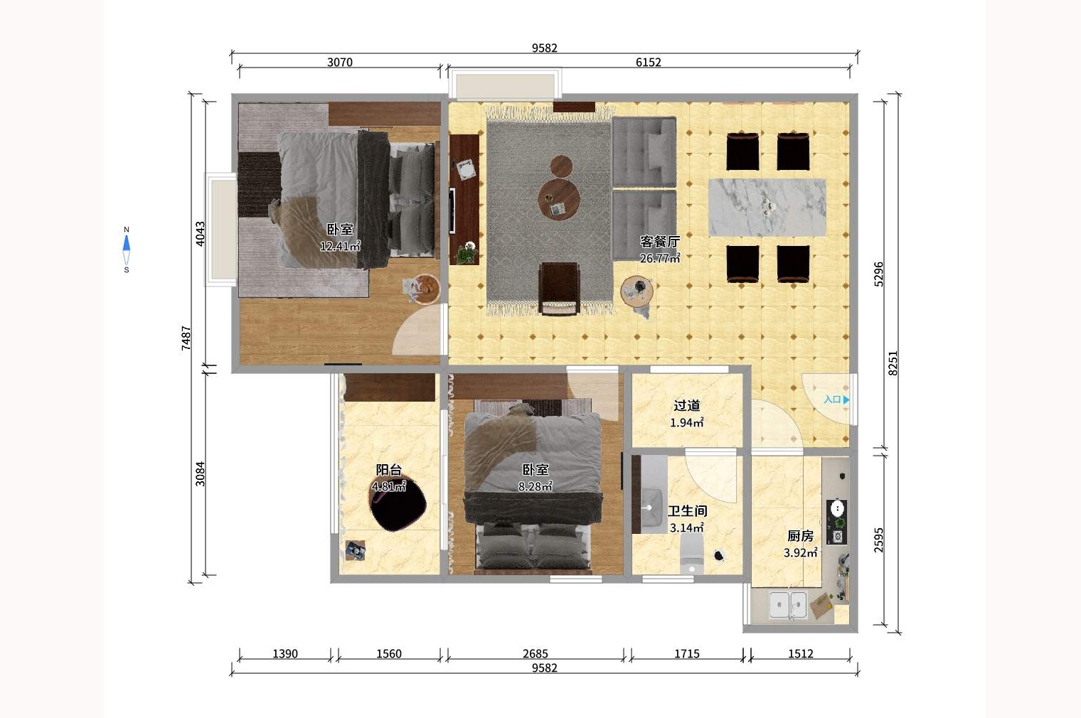 上河国际A座 1室1厅1卫 1600.0元/月 上河国际A座 1室1厅1卫 1600.0元/月户型图