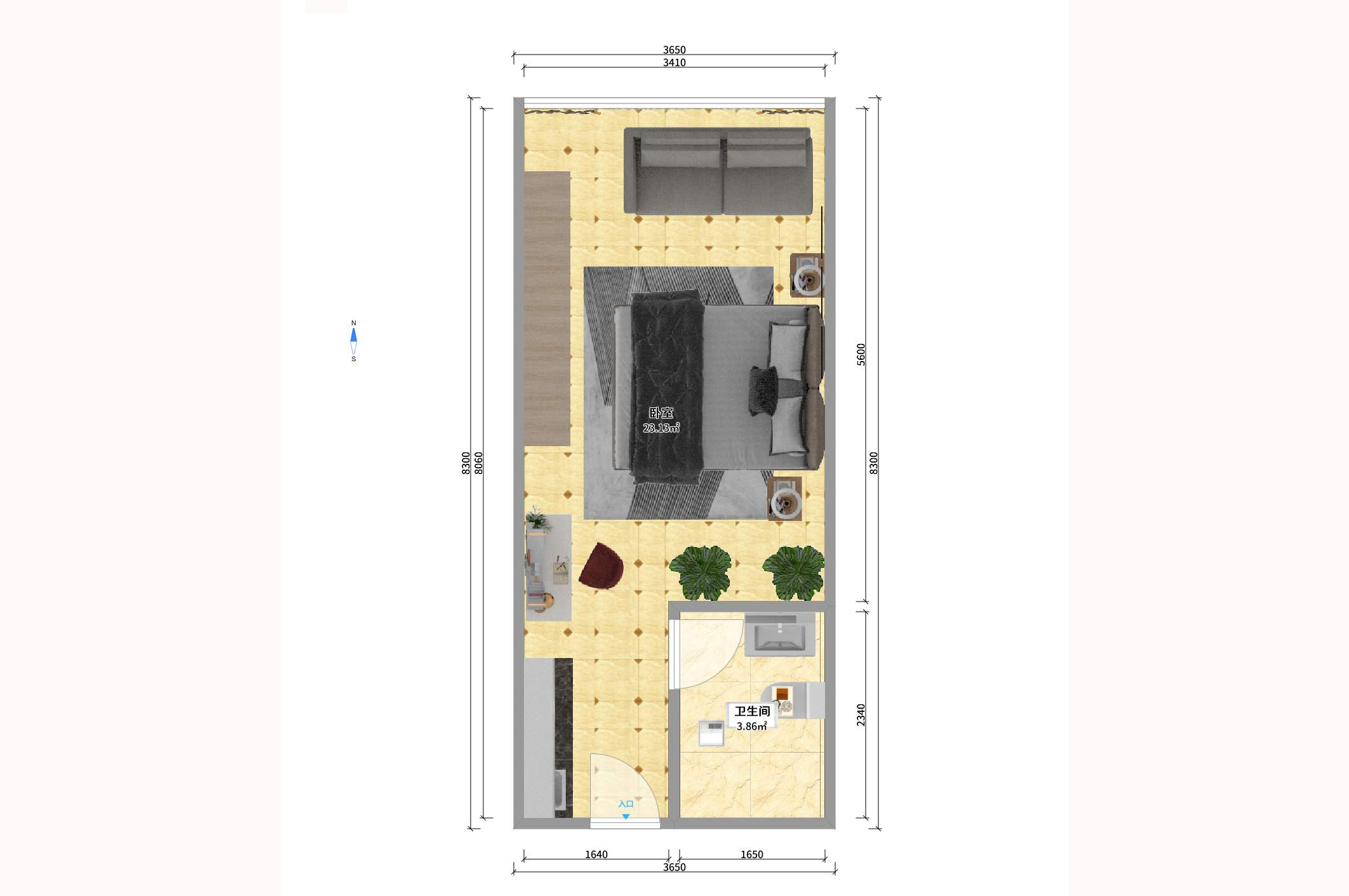 達(dá)美D6區(qū)  1室1廳1衛(wèi)    1700.0元/月戶型圖