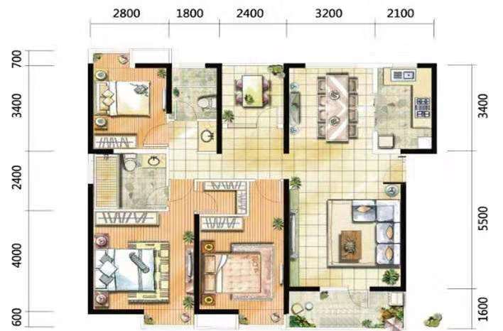 桃花仑工商银行家属区  2室2厅1卫   38.00万户型图