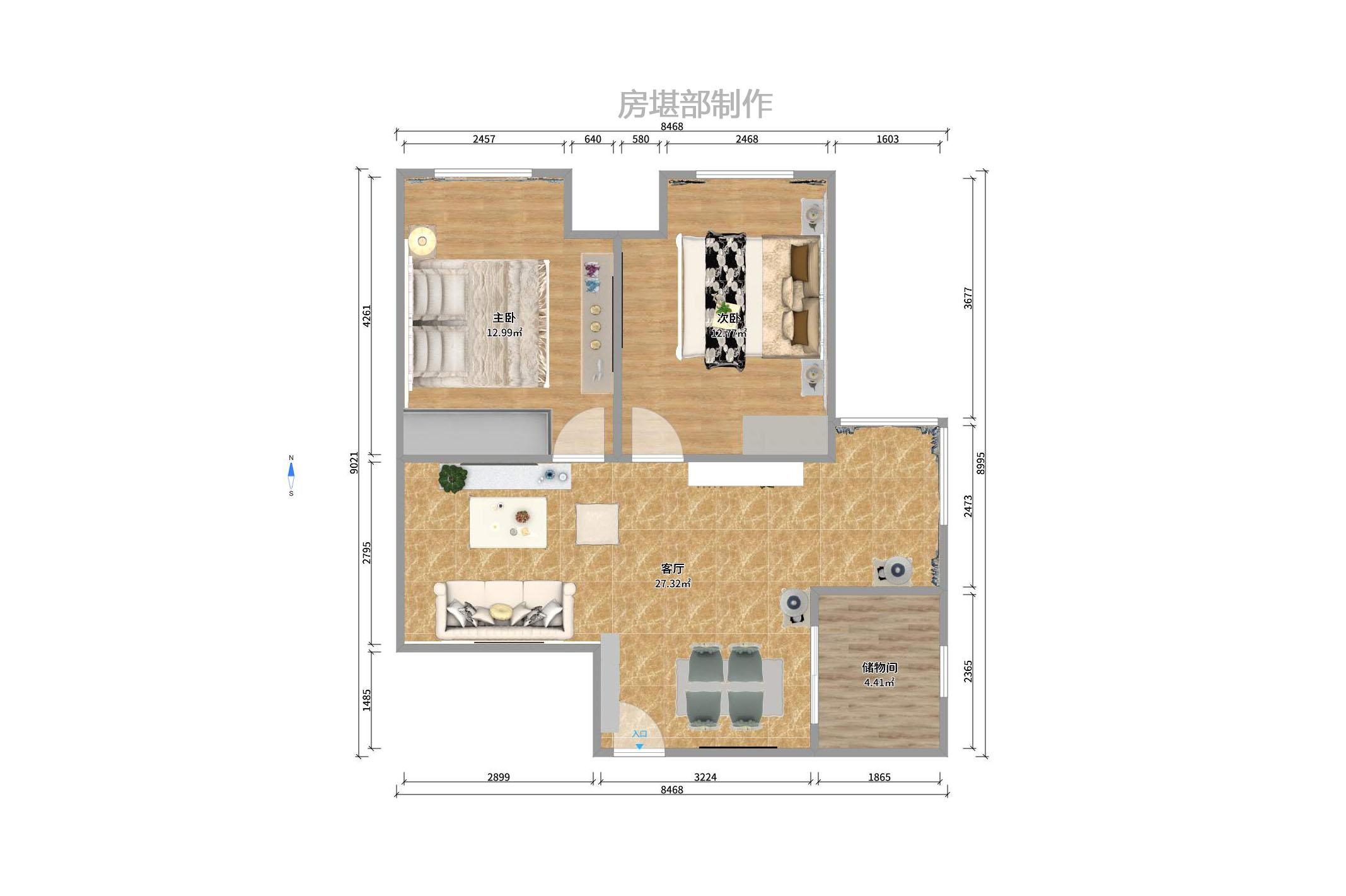 时代先锋 2室2厅1卫 1700.0元/月 时代先锋 2室2厅1卫 1700.0元/月户型图