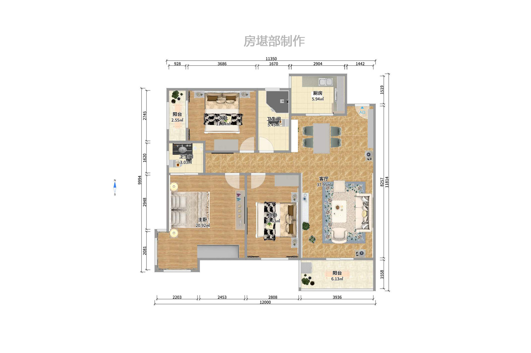 金域南外滩(望江佳园) 3室2厅2卫 2200.0元/月 金域南外滩(望江佳园) 3室2厅2卫 2200.0元/月户型图