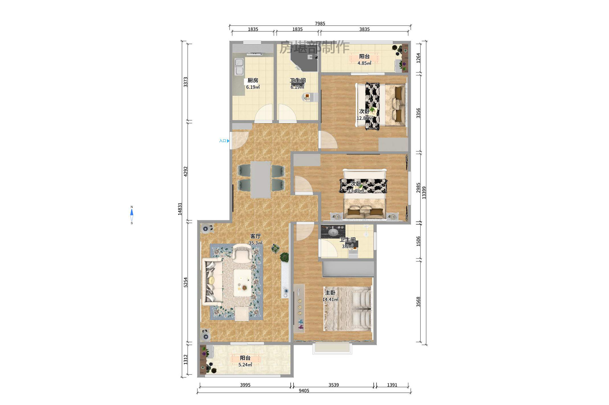 鄱阳小区  3室2厅2卫    2000.0元/月 鄱阳小区  3室2厅2卫    2000.0元/月户型图