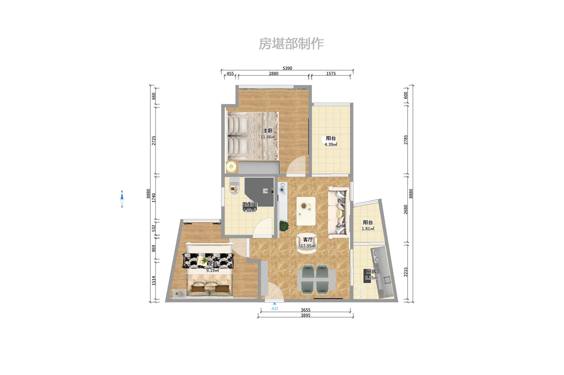 兰亭峰景  3室1厅1卫    2500.0元/月室内图1