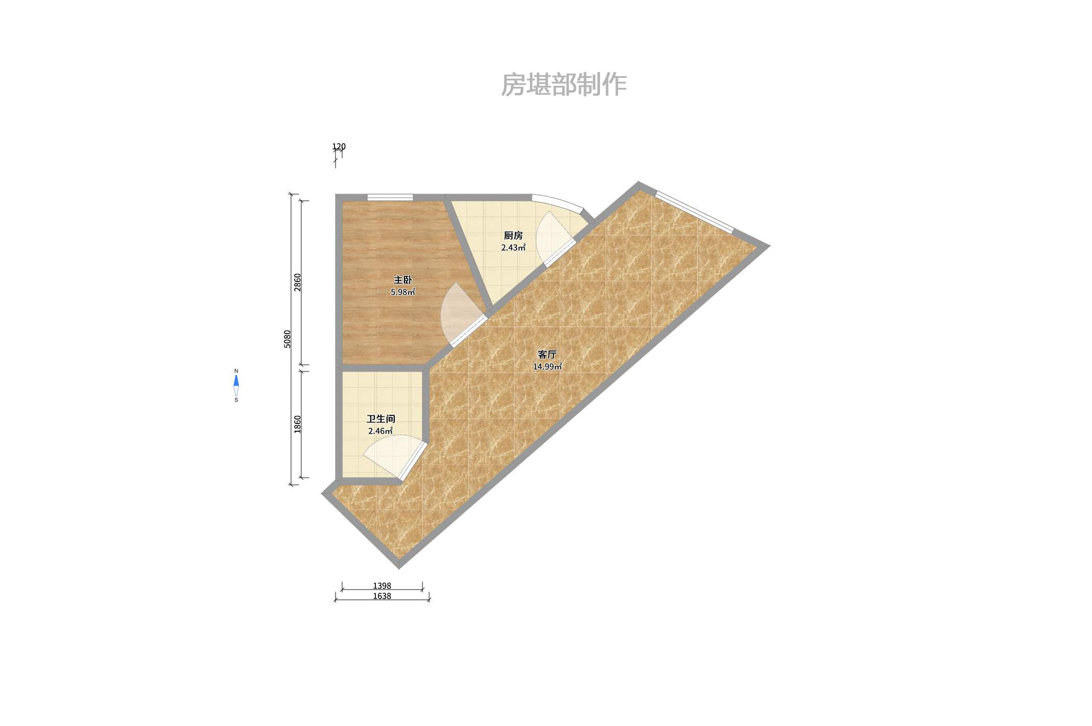 兰卡威国际  1室1厅1卫    1600.0元/月户型图