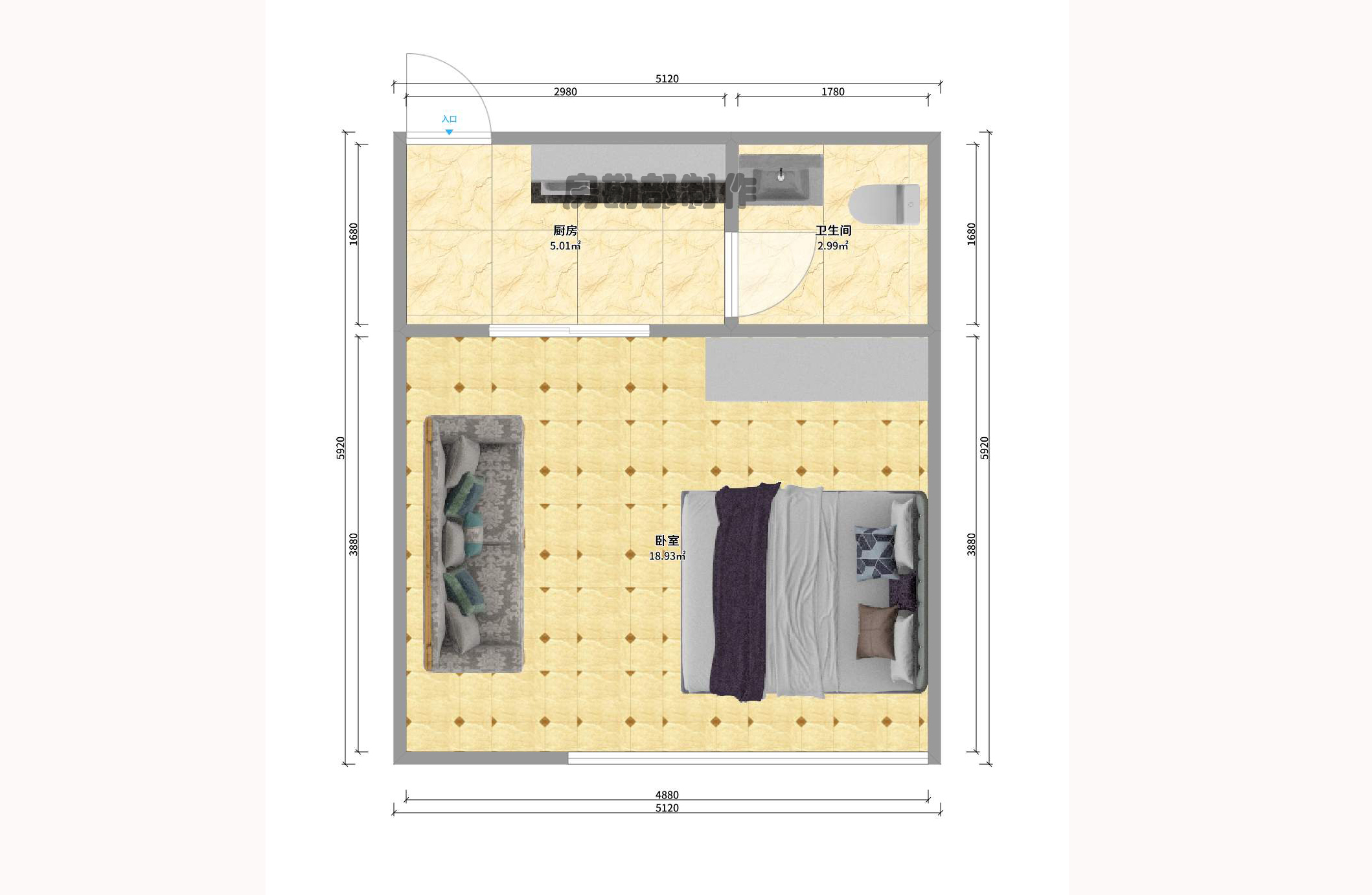 四季美景一、二期 1室1厅1卫 1300.0元/月 四季美景一、二期 1室1厅1卫 1300.0元/月户型图