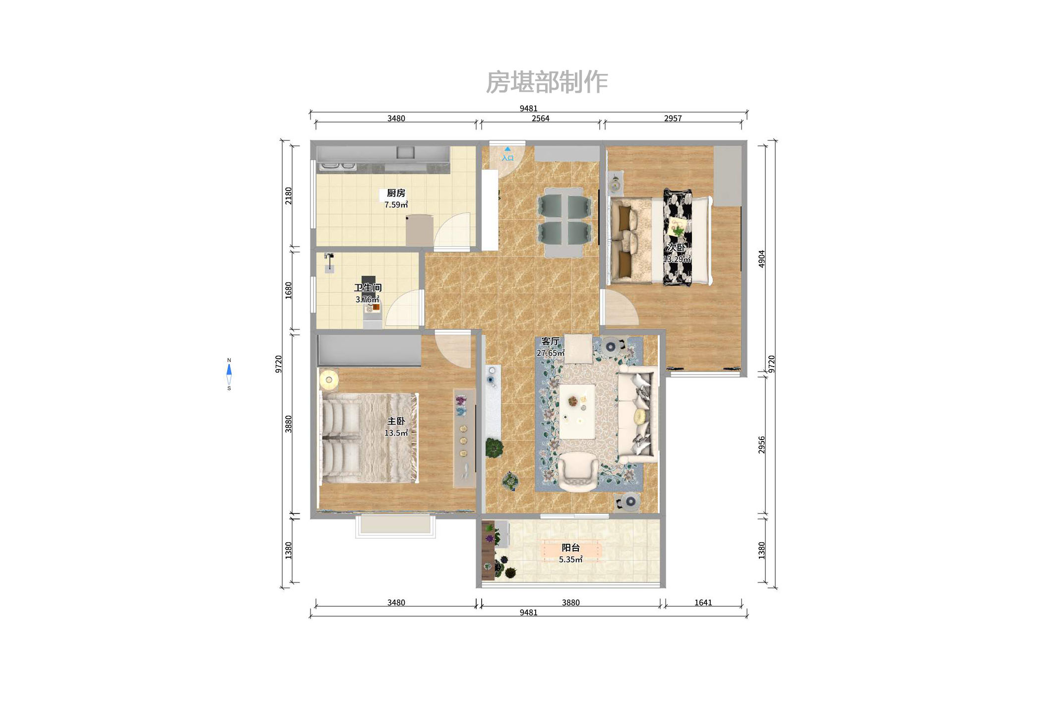 岳银欣苑  2室2厅1卫   2100.00元/月户型图
