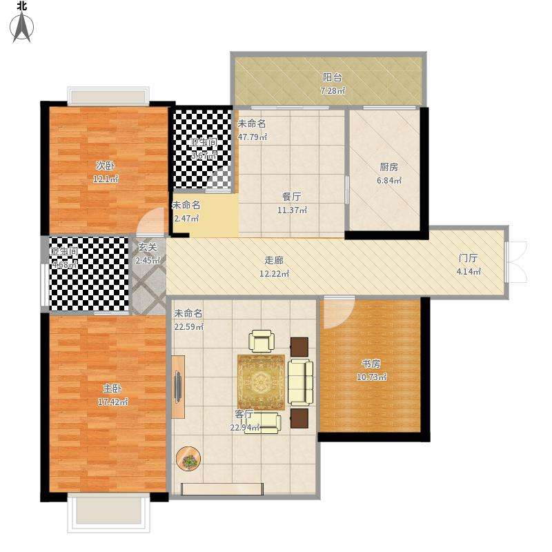 鸿泰国际  2室2厅1卫   1400.00元/月户型图