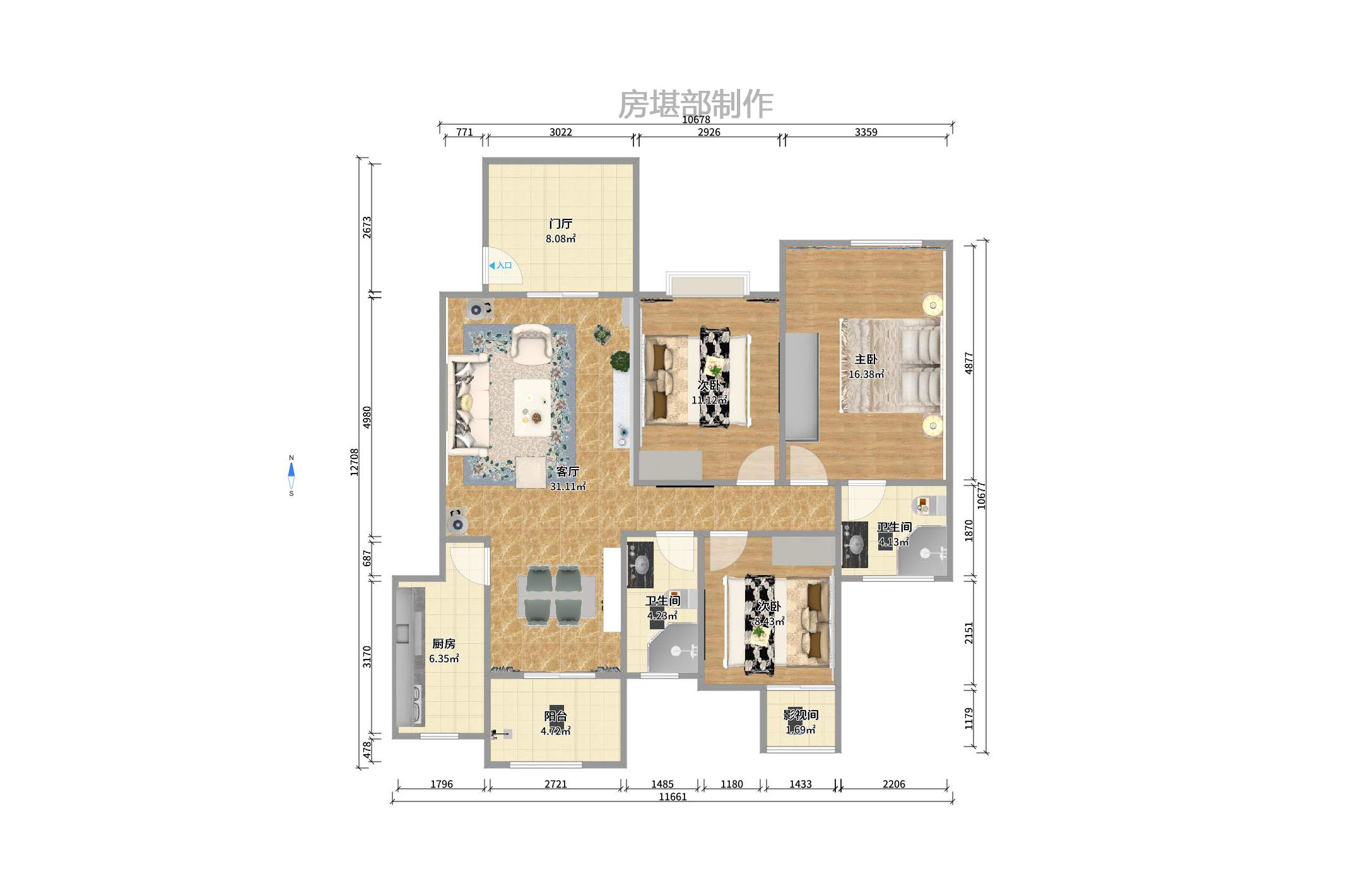 奥林匹克花园 3室2厅2卫 2700.0元/月 奥林匹克花园 3室2厅2卫 2700.0元/月户型图