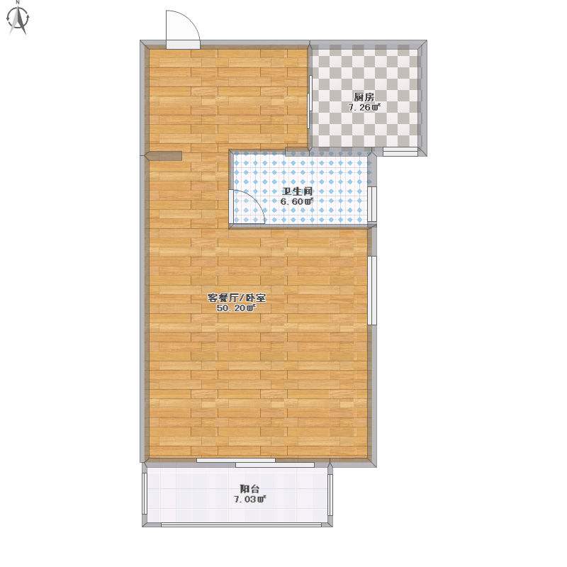 桃花缘  2室1厅1卫   43.00万户型图