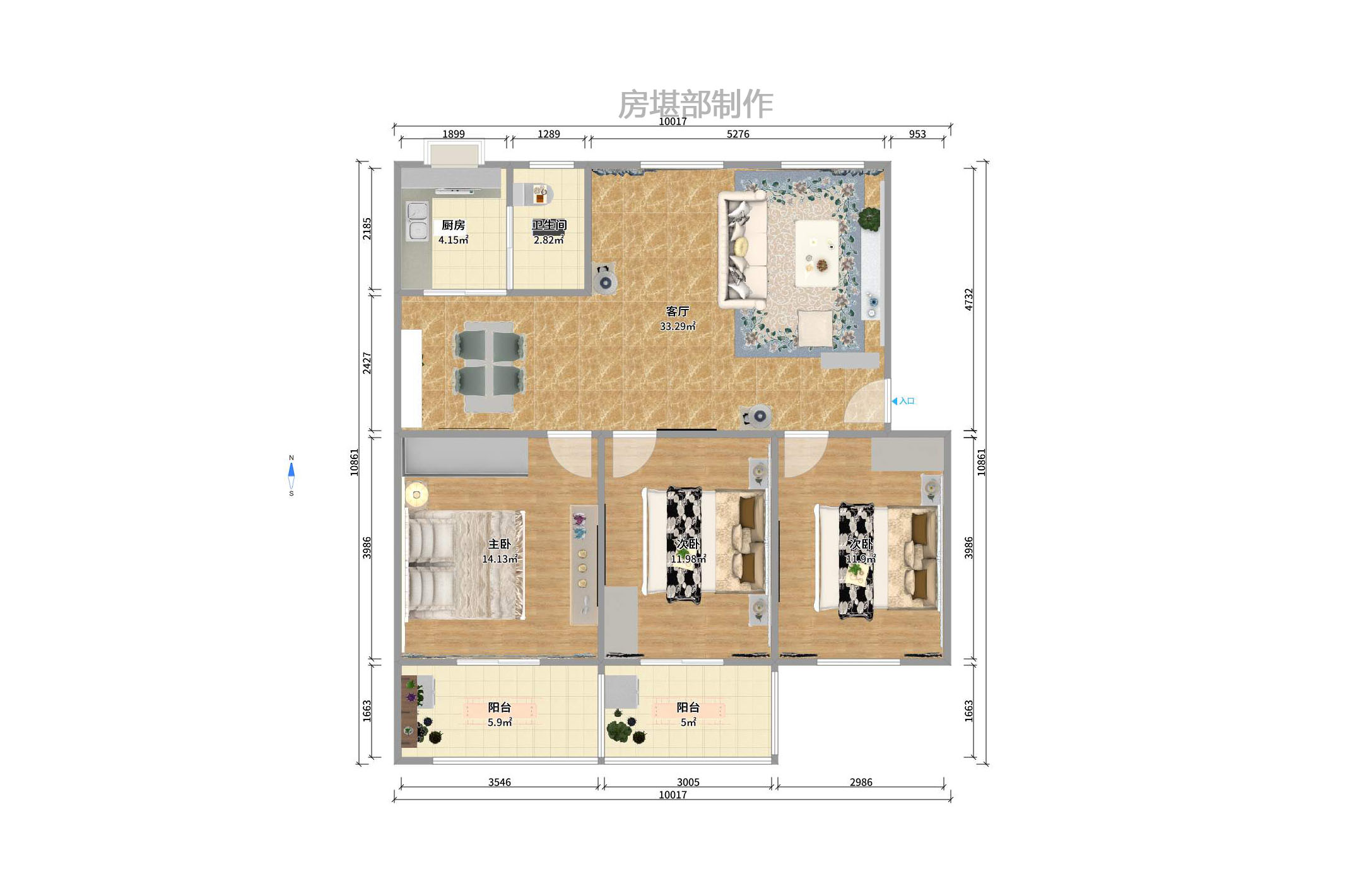 群芳园 3室2厅1卫 2500.0元/月 群芳园 3室2厅1卫 2500.0元/月户型图