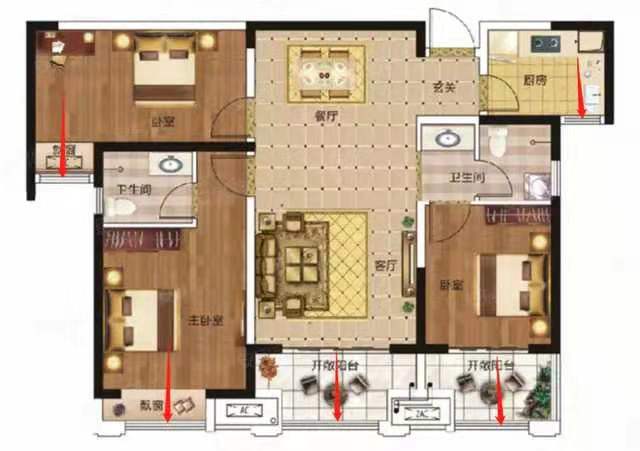 芙蓉公寓 3室2厅1卫 1300.0元/月 芙蓉公寓 3室2厅1卫 1300.0元/月户型图