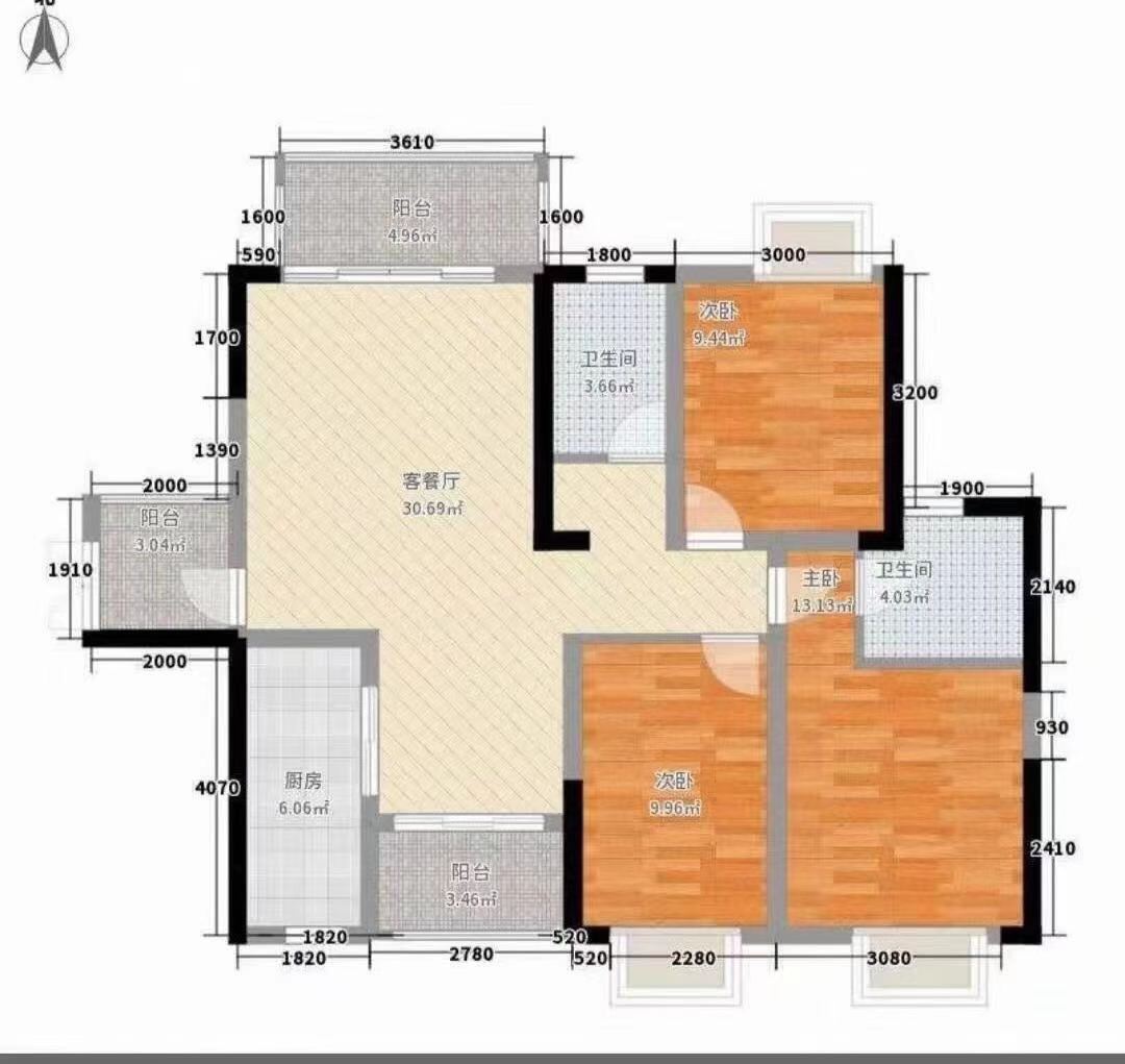 熹悦花都 7室2厅3卫 2700.0元/月 熹悦花都 7室2厅3卫 2700.0元/月户型图