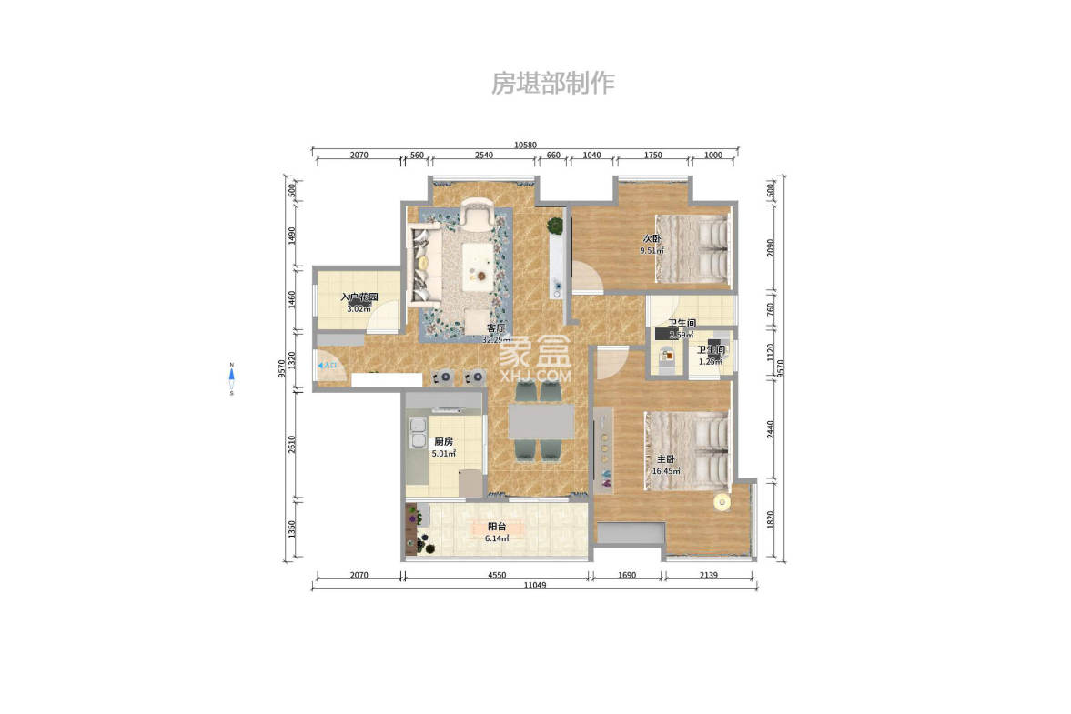 西点公园里 2室2厅1卫 2700.0元/月 西点公园里 2室2厅1卫 2700.0元/月户型图