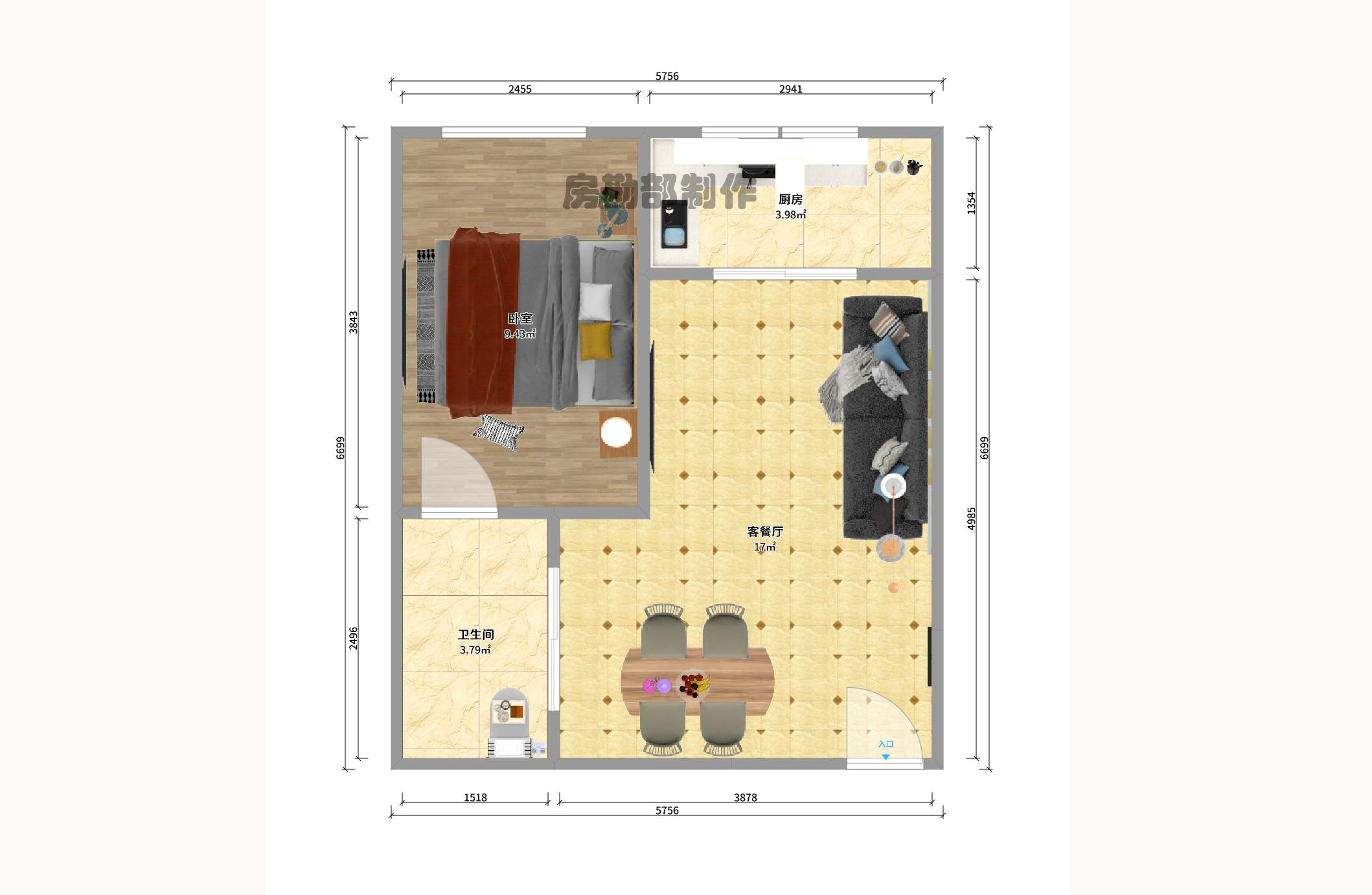 爱都(IDO) 1室1厅1卫 1550.0元/月 爱都(IDO) 1室1厅1卫 1550.0元/月户型图