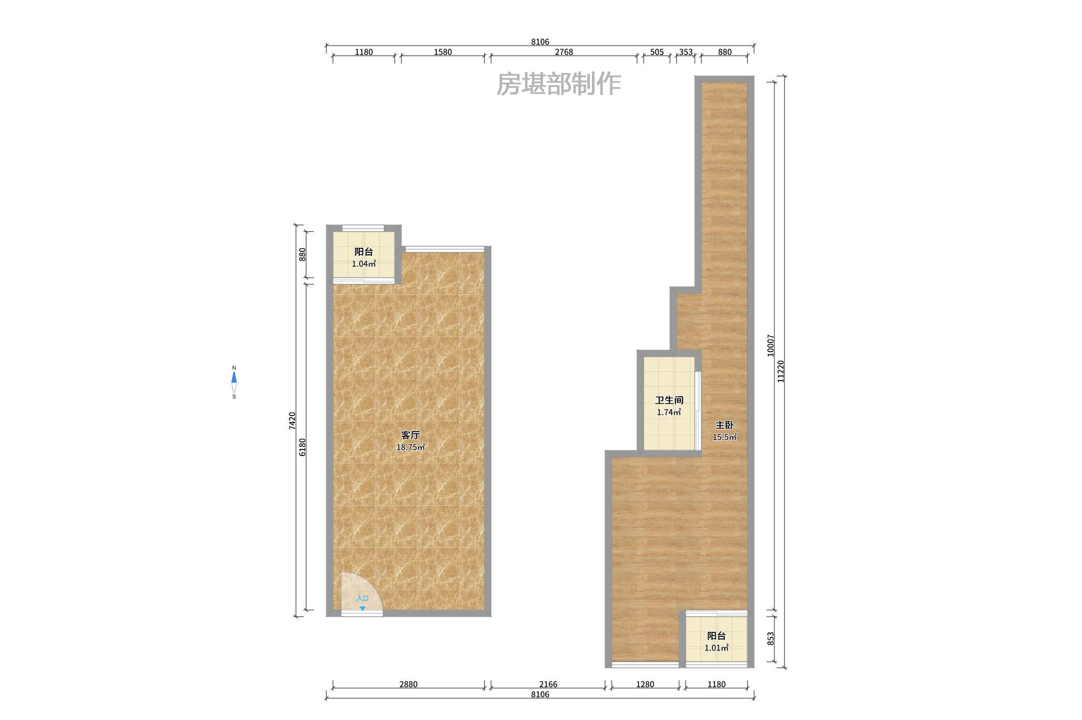 华润凤凰城一期 1室1厅1卫 1350.0元/月 华润凤凰城一期 1室1厅1卫 1350.0元/月户型图