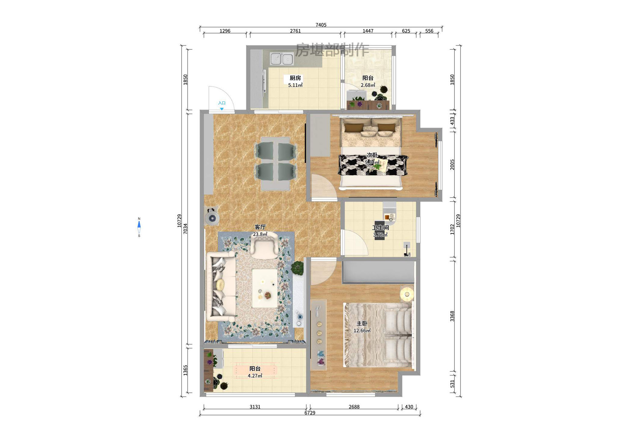 恒大城 2室2厅1卫 2000.0元/月 恒大城 2室2厅1卫 2000.0元/月户型图