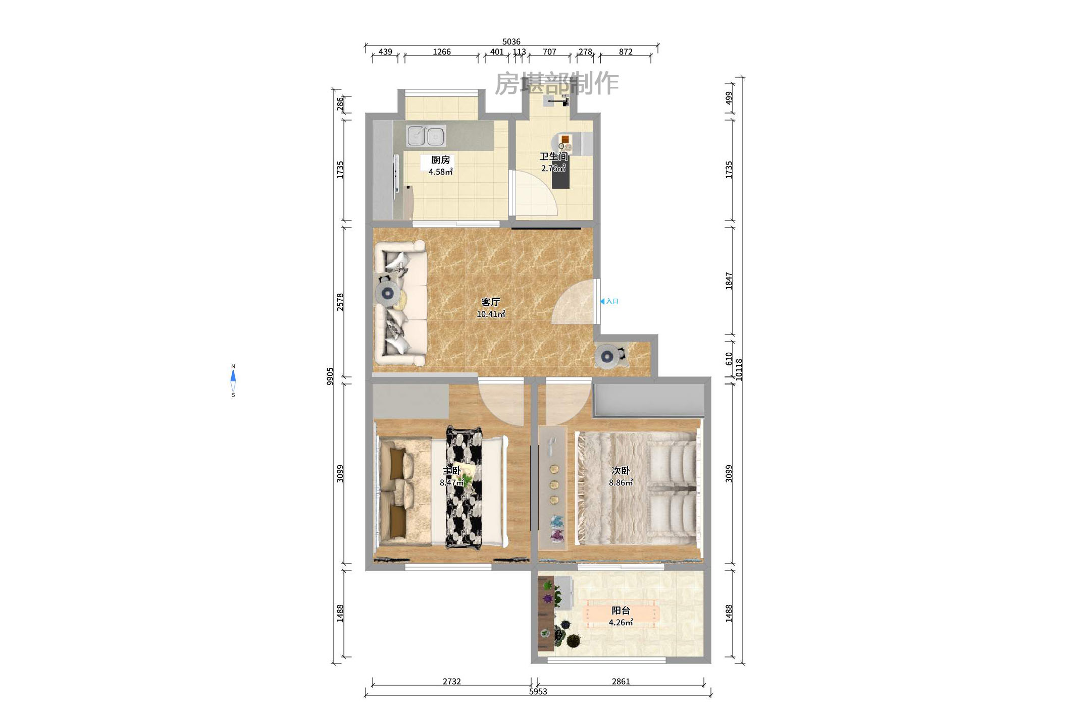 新兴小区（杨家山社区）  3室2厅1卫   1800.00元/月户型图