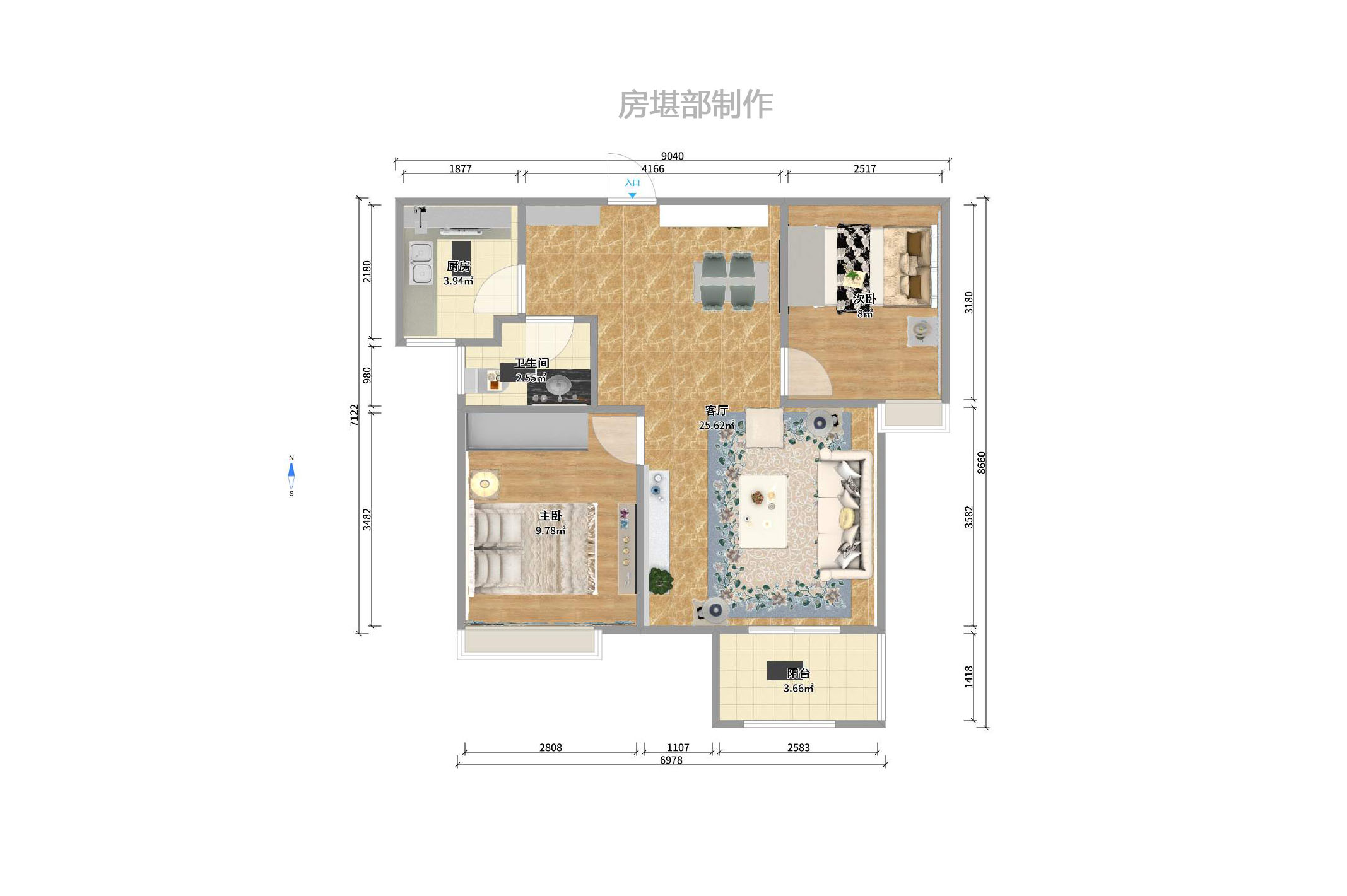 荣盛花语馨苑 2室1厅1卫 2300.0元/月 荣盛花语馨苑 2室1厅1卫 2300.0元/月户型图