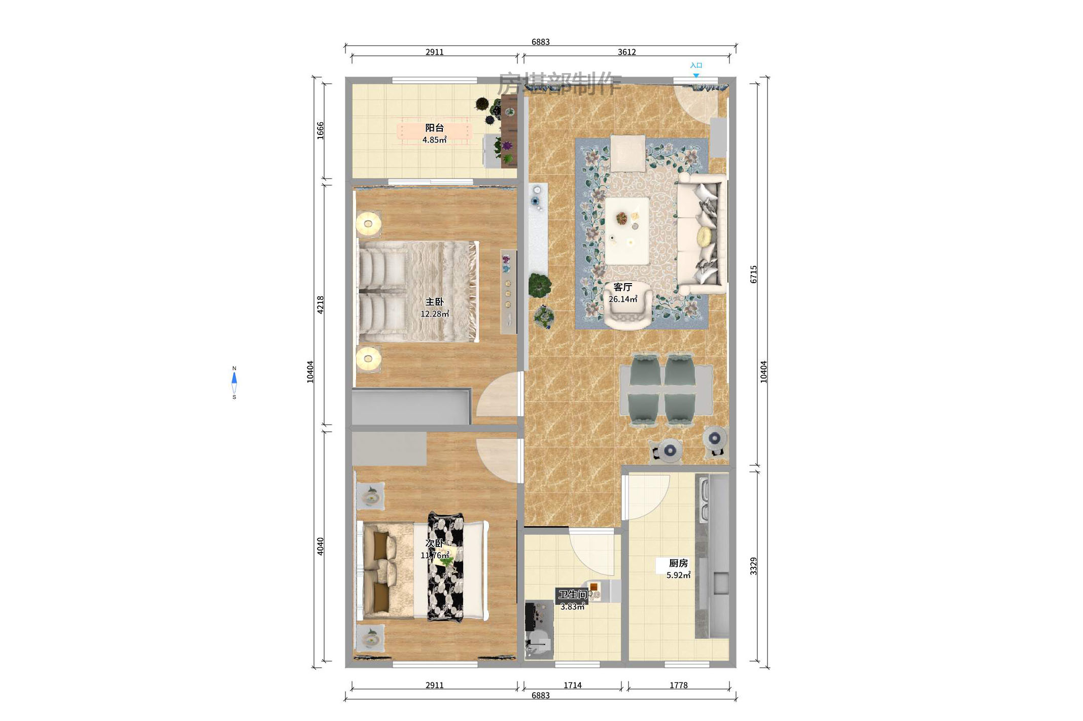 木材厂宿舍（南湖医院对面）  2室1厅1卫    2300.0元/月室内图1