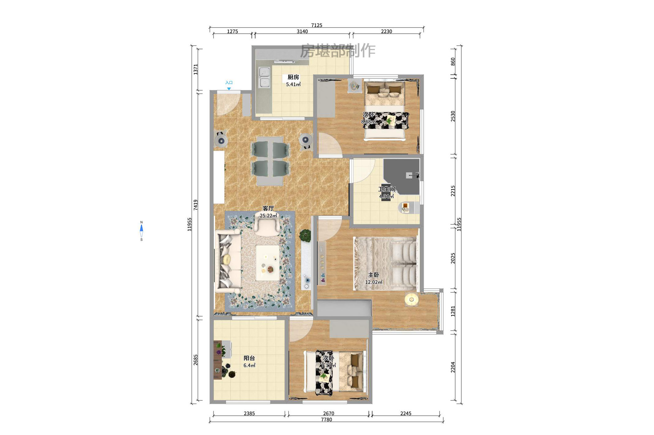 乾城(兴旺乾城) 3室2厅1卫 2100.0元/月 乾城(兴旺乾城) 3室2厅1卫 2100.0元/月户型图