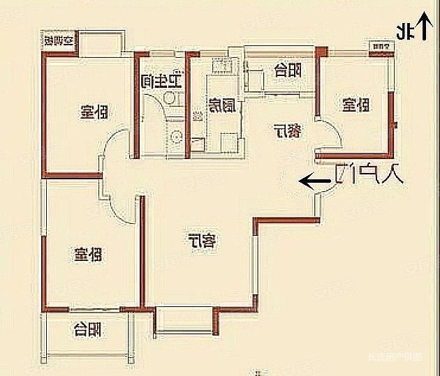 雨润星雨华府  3室2厅2卫   160.00万户型图