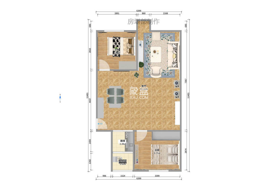 建鸿达现代公寓  1室1厅1卫   1600.00元/月室内图1