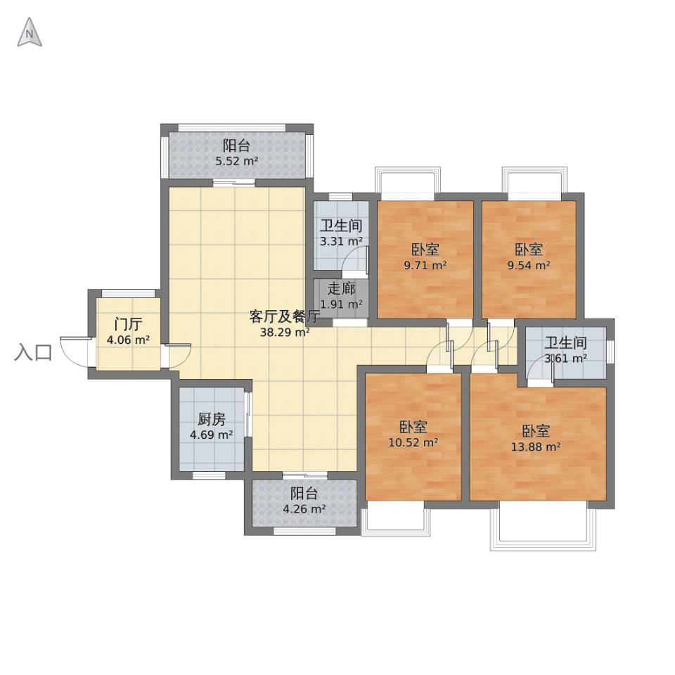 银座  1室1厅1卫   3600.00元/月户型图