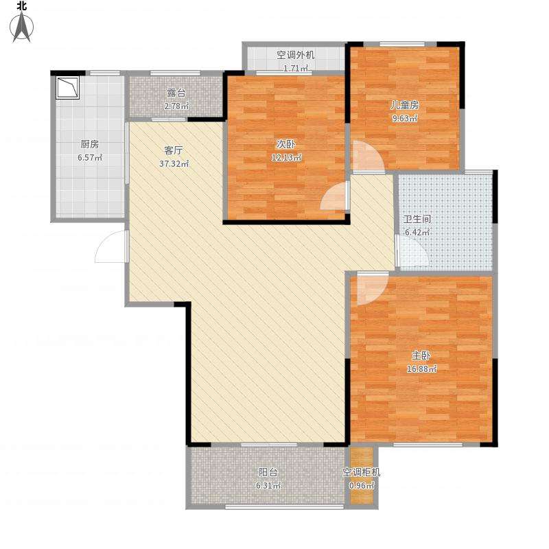 石头铺安置小区  3室2厅2卫   1800.00元/月户型图