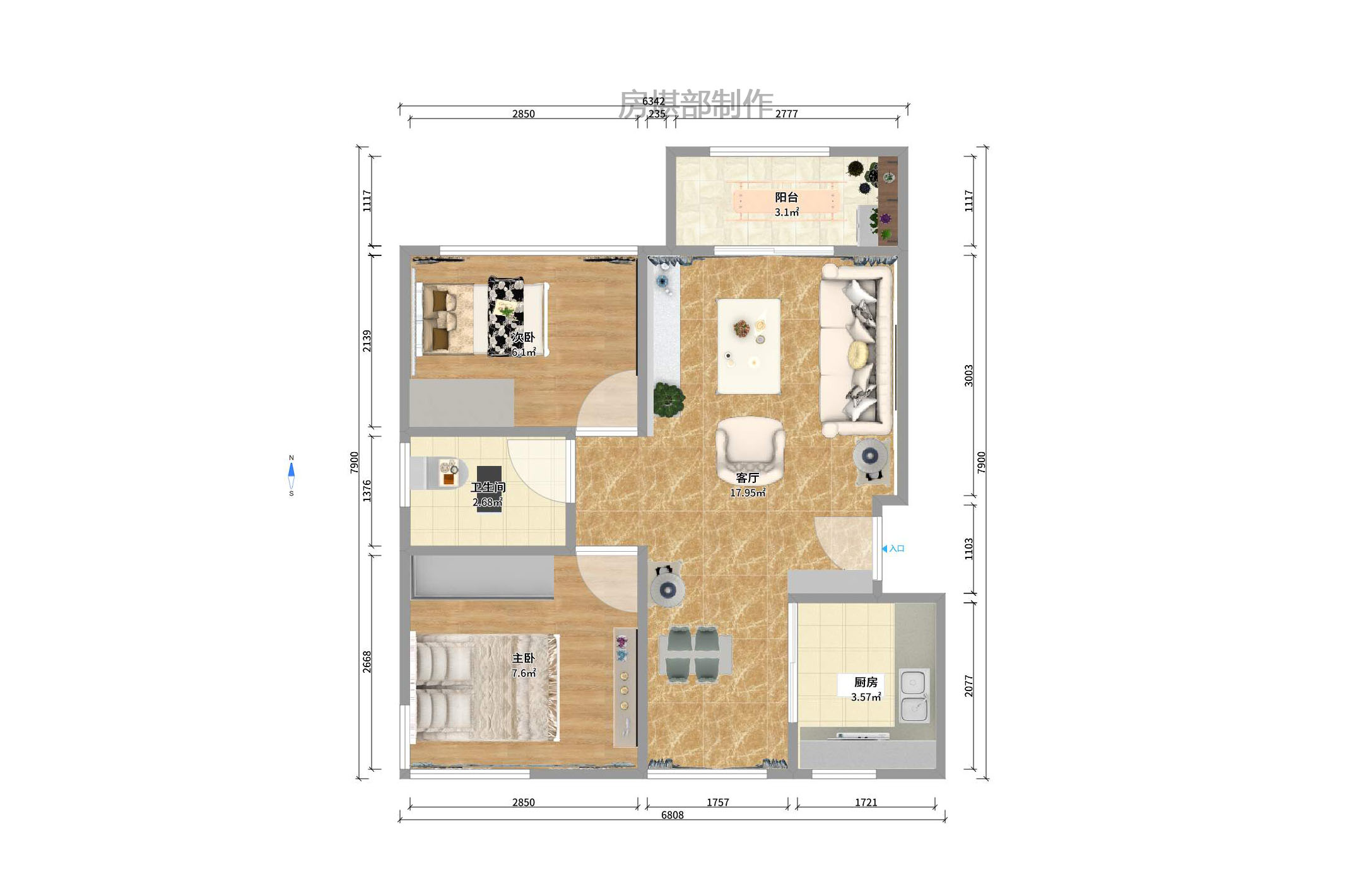 武广美誉 1室2厅1卫 2500.0元/月 武广美誉 1室2厅1卫 2500.0元/月户型图