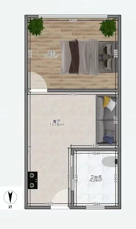 梓山湖领御  1室1厅1卫   48.00万户型图