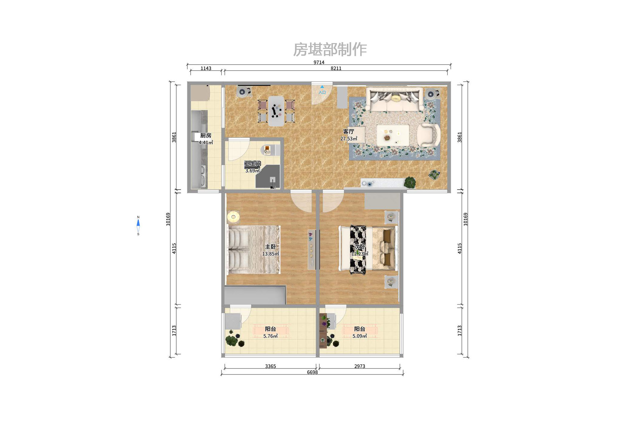 上海城小区 2室2厅1卫 1700.0元/月 上海城小区 2室2厅1卫 1700.0元/月户型图