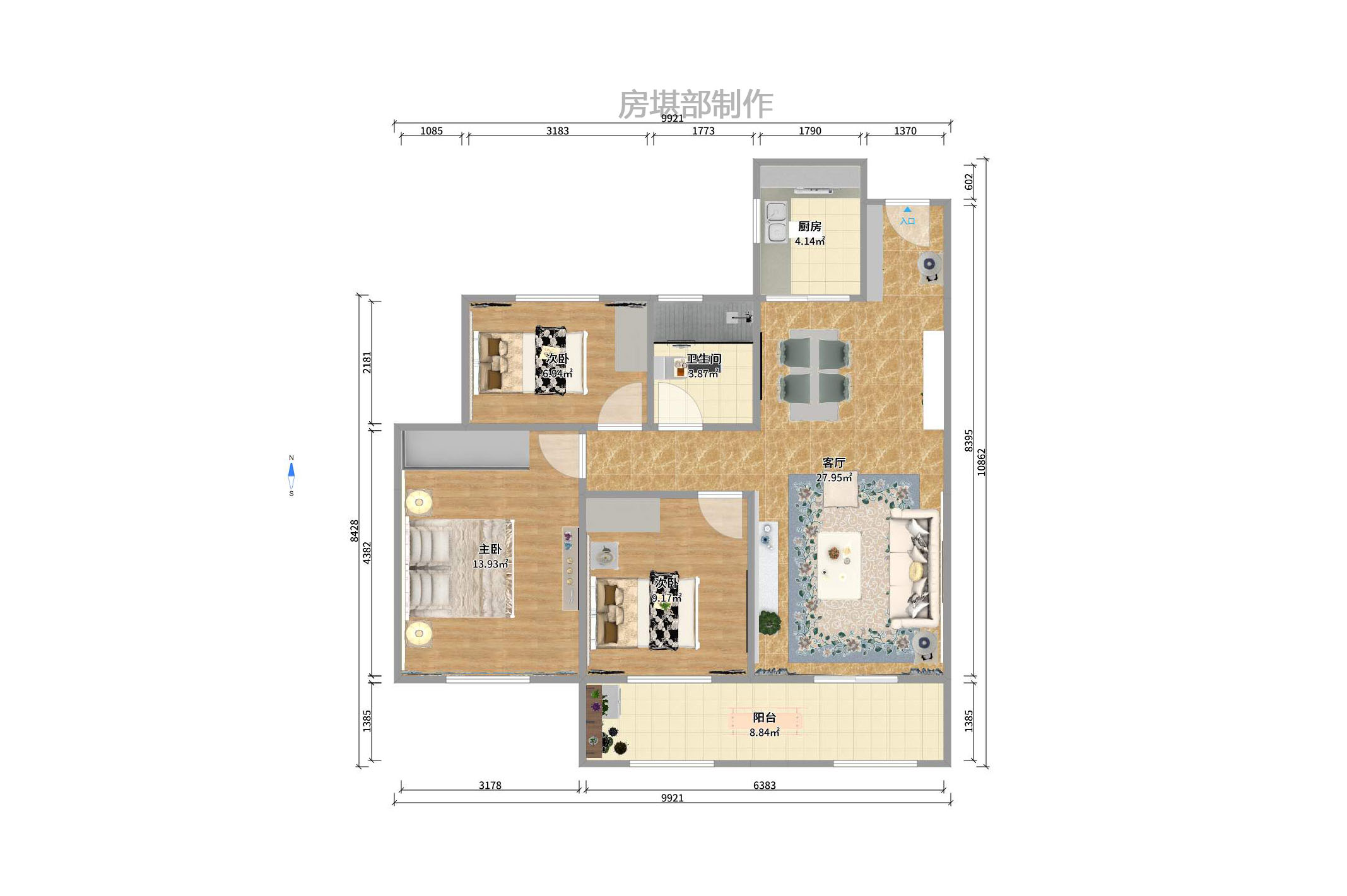 兴旺正佳广场(金石雅苑) 3室1厅1卫 2600.0元/月 兴旺正佳广场(金石雅苑) 3室1厅1卫 2600.0元/月户型图