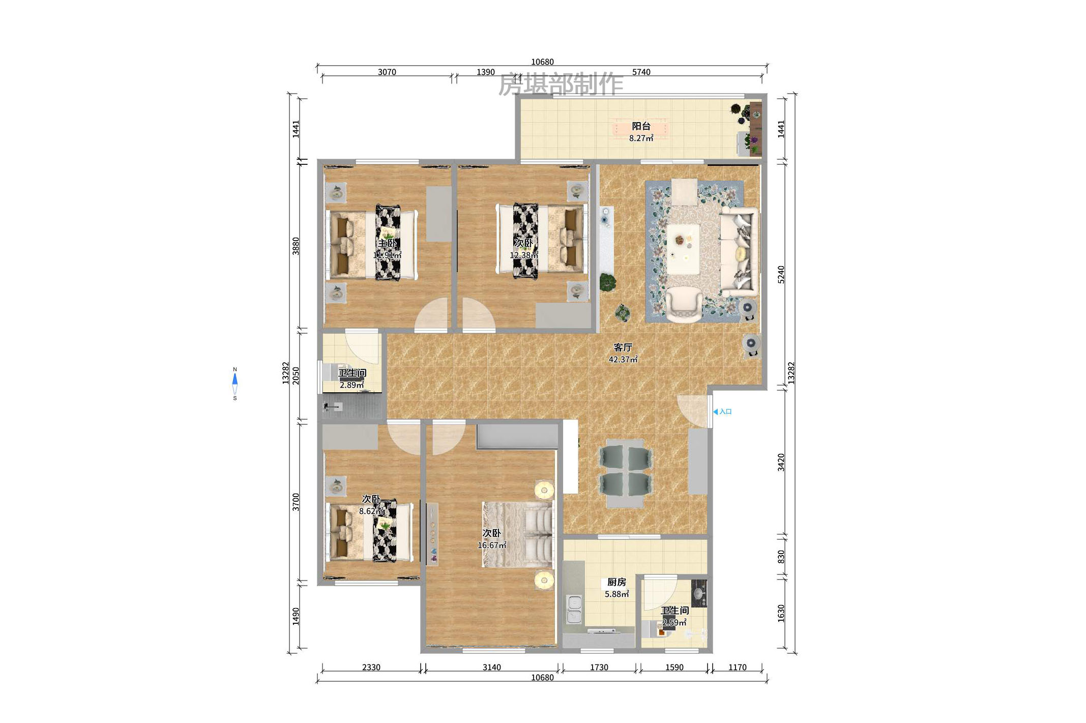 湘卫花苑 2室1厅1卫 2300.0元/月 湘卫花苑 2室1厅1卫 2300.0元/月户型图