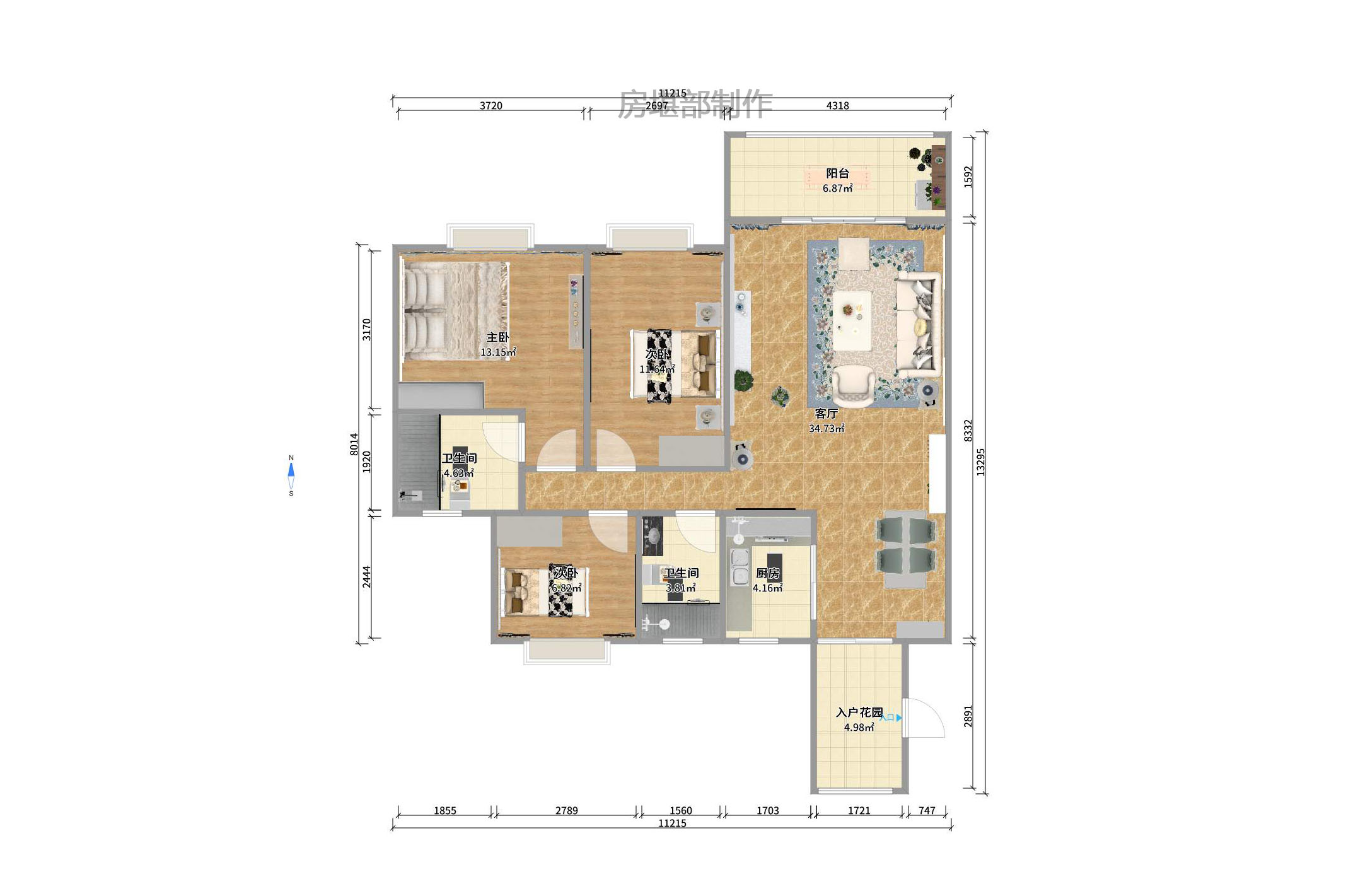 清政园(青政家园) 1室2厅2卫 2300.0元/月 清政园(青政家园) 1室2厅2卫 2300.0元/月户型图