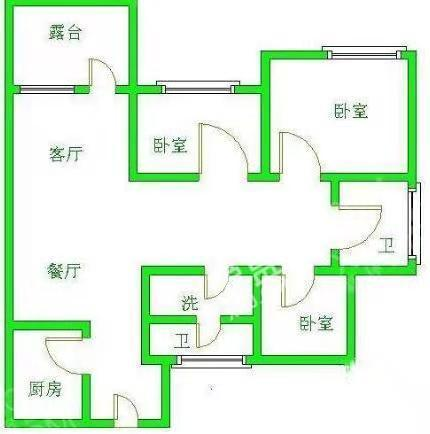 远大中央公园一期  3室2厅1卫   3000.00元/月户型图