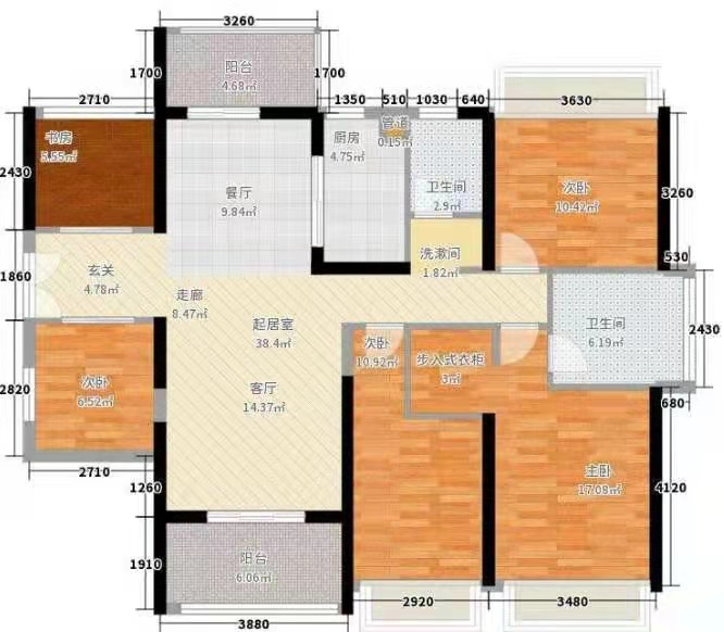 衡阳市人力资源和社会保障局家属房  4室2厅2卫   2500.00元/月户型图