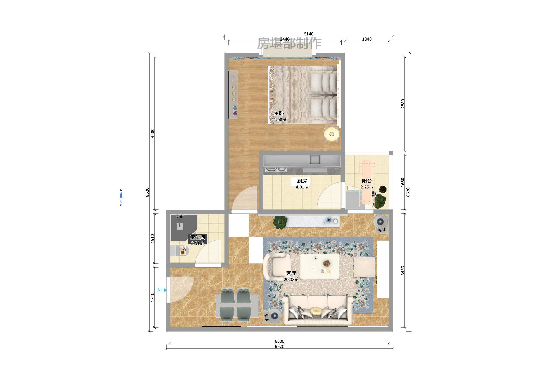 BOBO天下城(CTA财富中心) 1室1厅1卫 1800.0元/月 BOBO天下城(CTA财富中心) 1室1厅1卫 1800.0元/月户型图