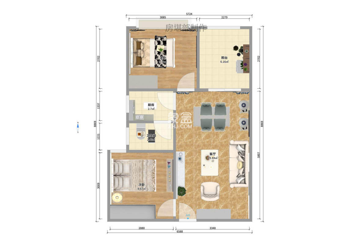 时代先锋 2室2厅1卫 2000.0元/月 时代先锋 2室2厅1卫 2000.0元/月户型图