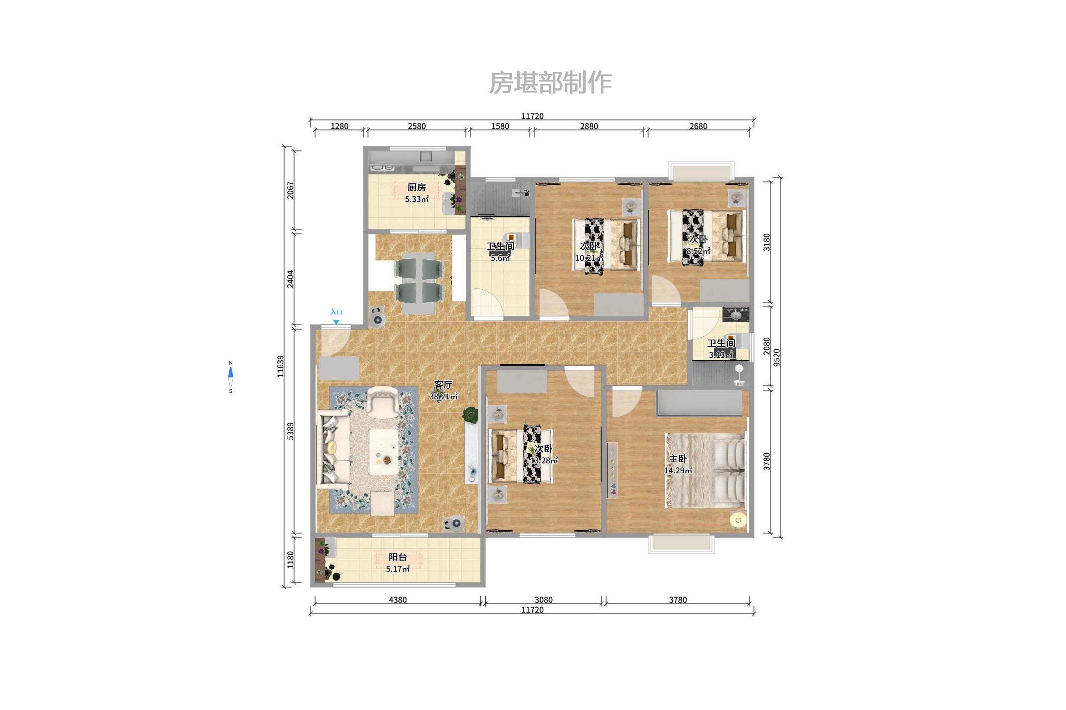 方略学府佳境 4室2厅2卫 2300.0元/月 方略学府佳境 4室2厅2卫 2300.0元/月户型图