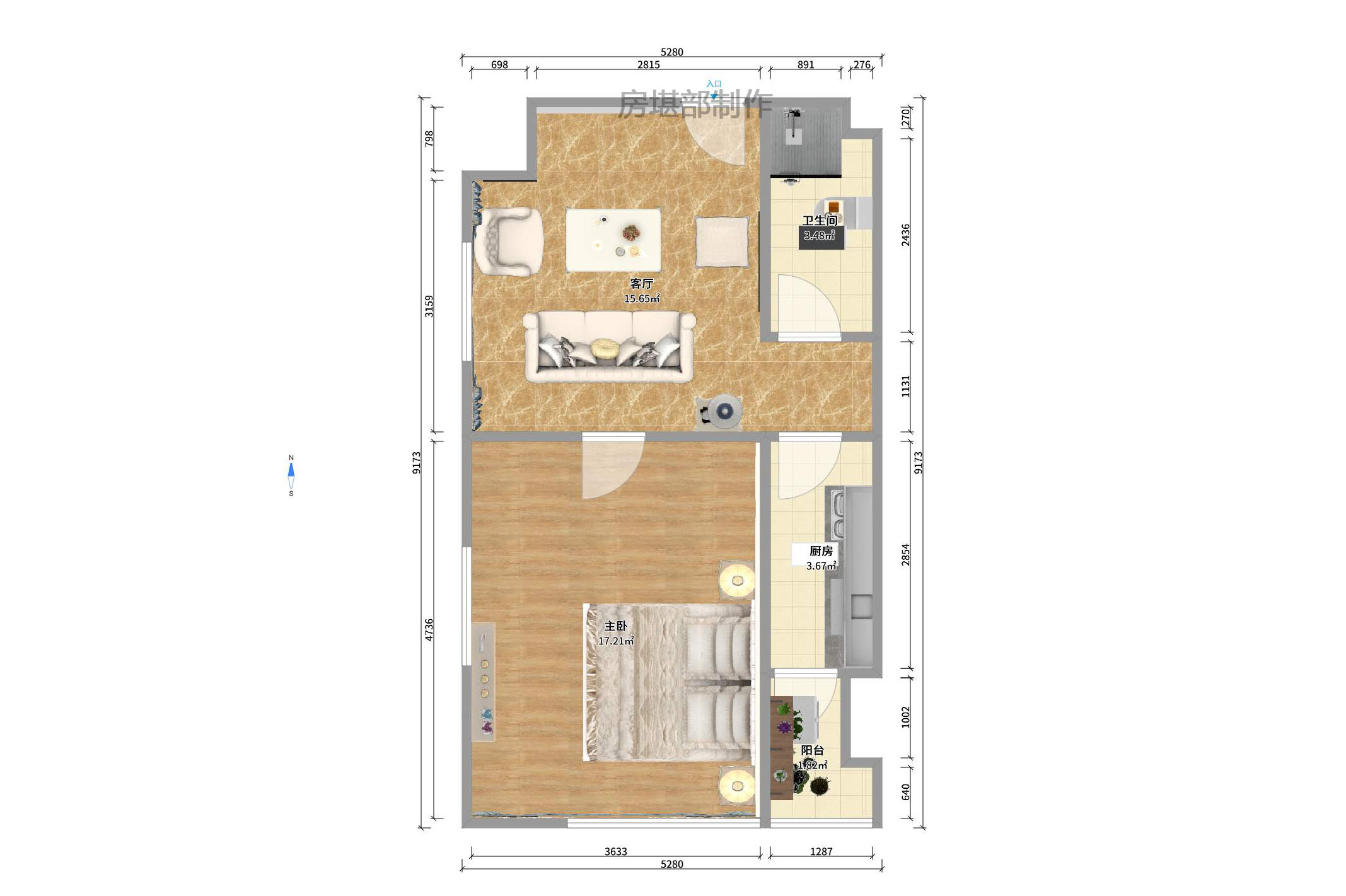 北辰三角洲E3区 1室1厅1卫 2500.0元/月 北辰三角洲E3区 1室1厅1卫 2500.0元/月户型图