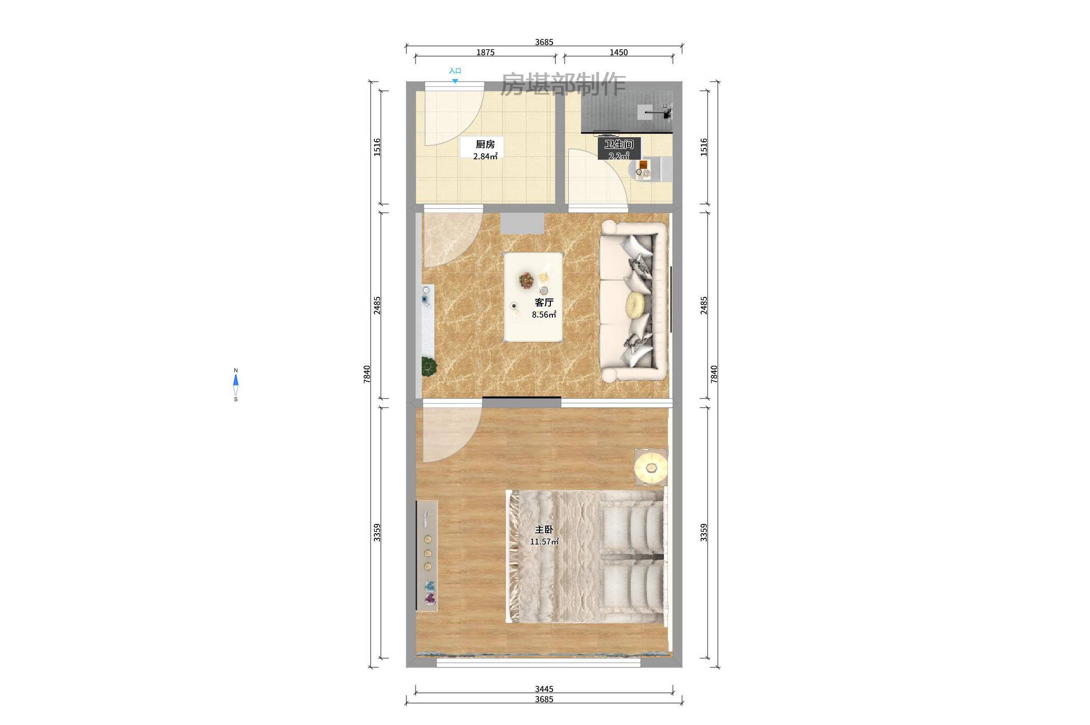 巢之恋  1室1厅1卫    1400.0元/月室内图1