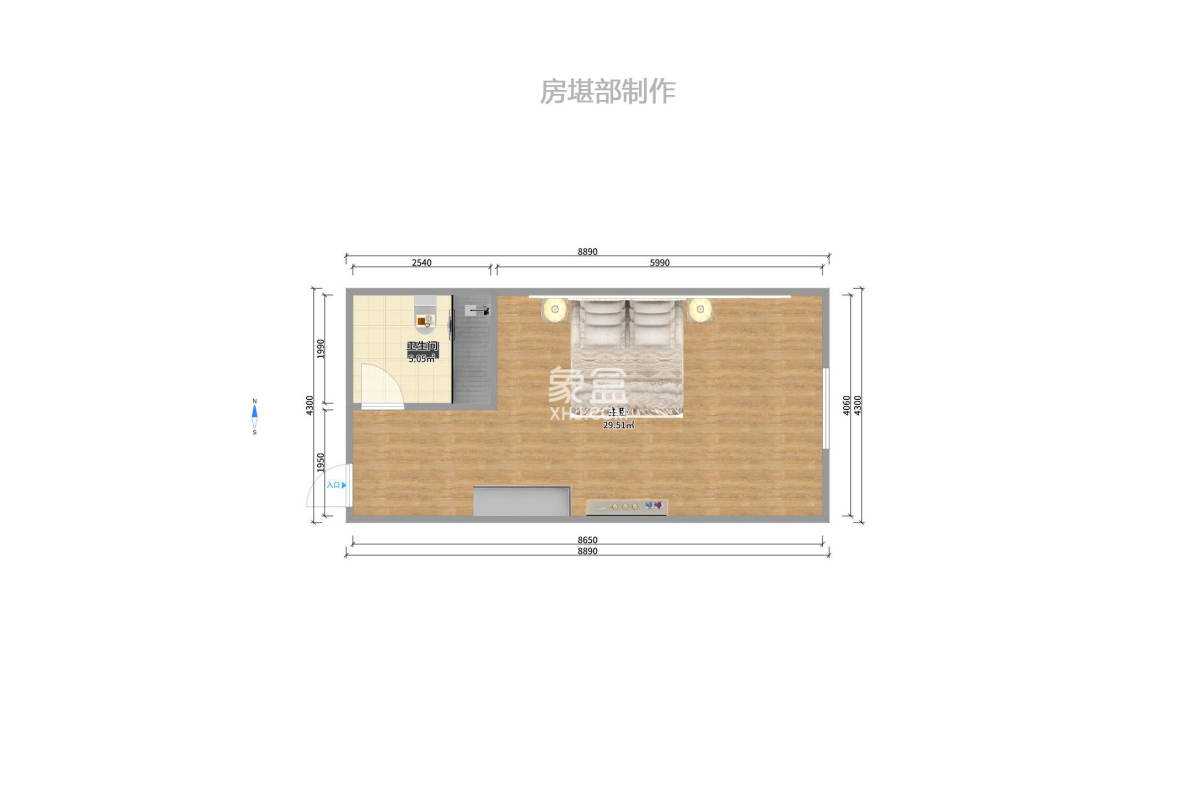 新世界广场 1室1厅1卫 1800.0元/月 新世界广场 1室1厅1卫 1800.0元/月户型图