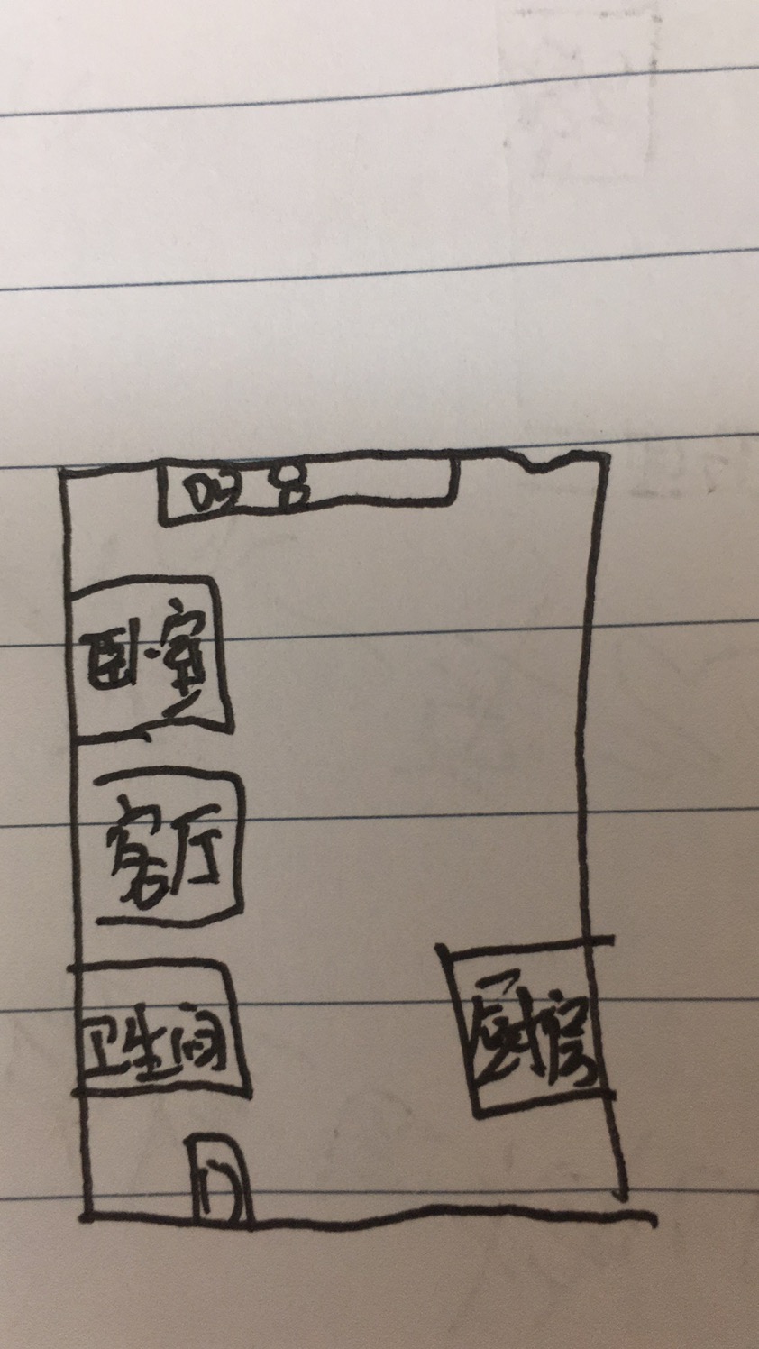 梓湖东城  1室1厅1卫   850.00元/月户型图