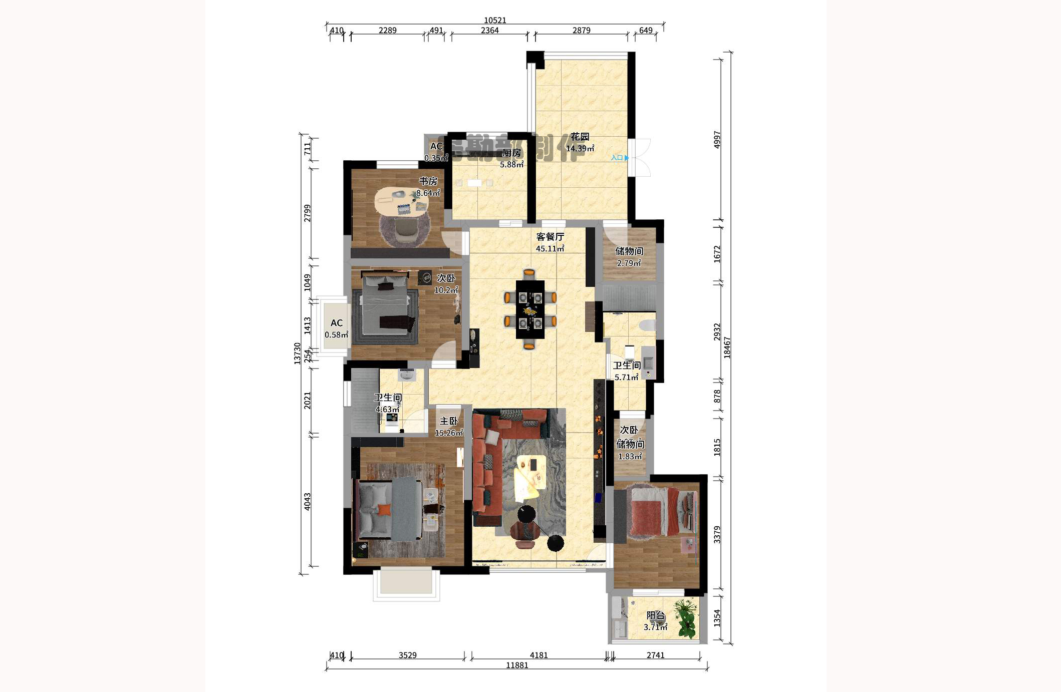 佳天瑞宁花园  4室2厅2卫    3800.0元/月 佳天瑞宁花园  4室2厅2卫    3800.0元/月户型图