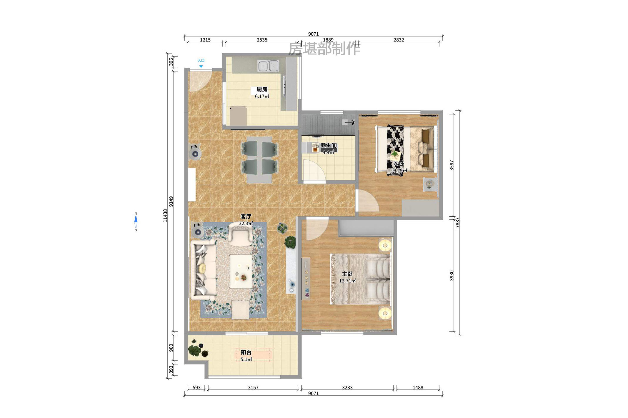 兰亭湾畔 2室1厅1卫 2300.0元/月 兰亭湾畔 2室1厅1卫 2300.0元/月户型图