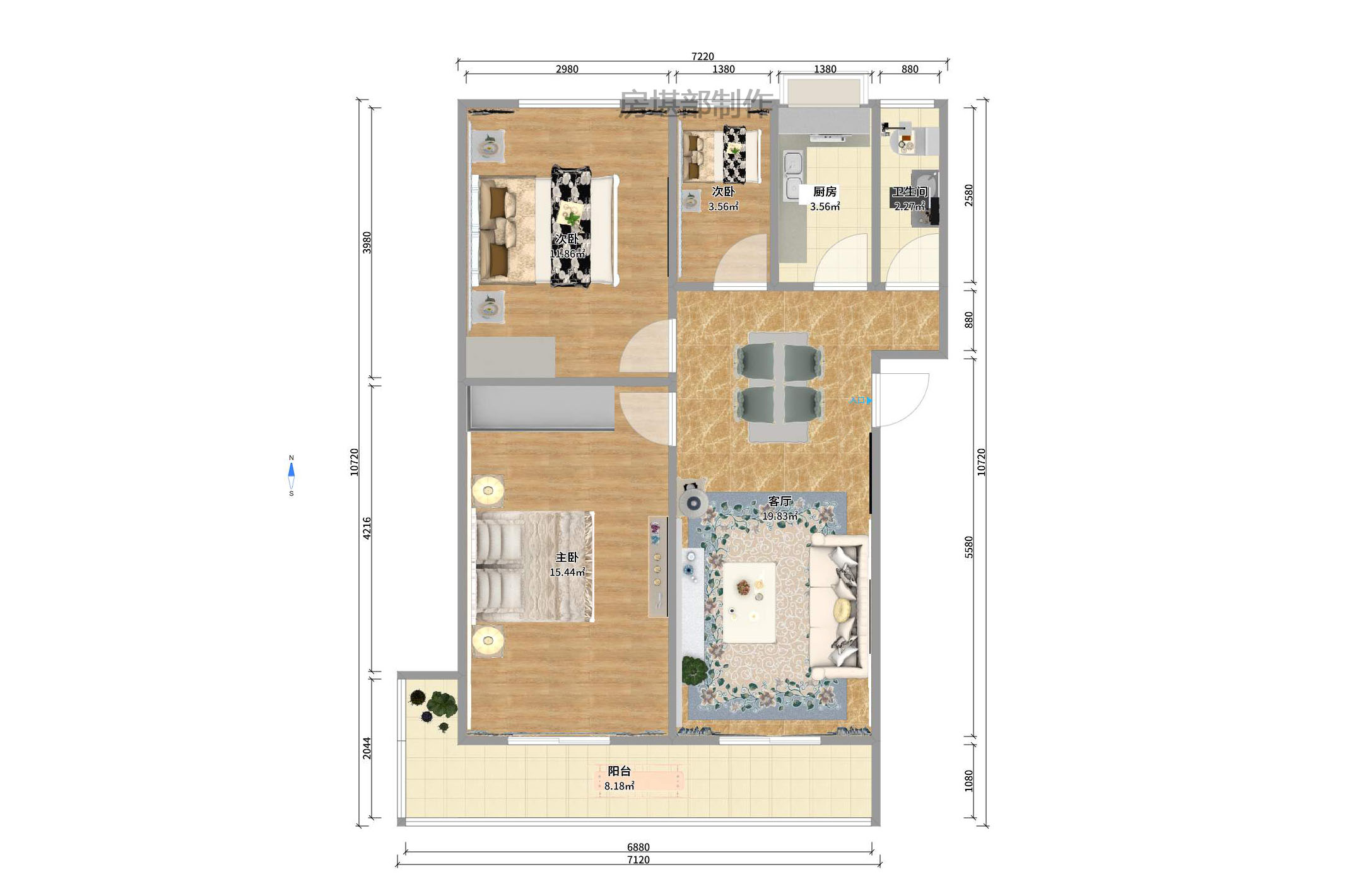 喬莊社區(qū)  3室1廳1衛(wèi)    1800.0元/月戶型圖