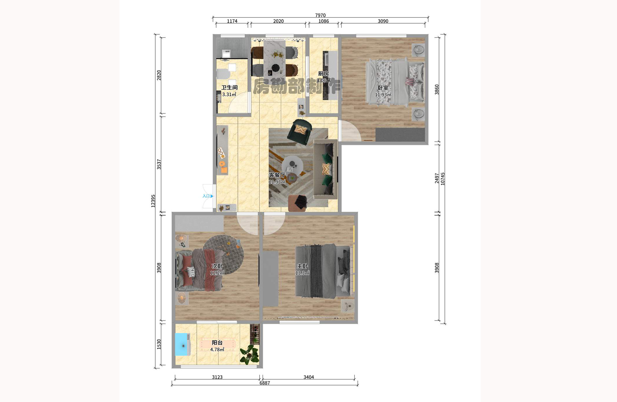南园小区 3室2厅1卫 1600.0元/月 南园小区 3室2厅1卫 1600.0元/月户型图