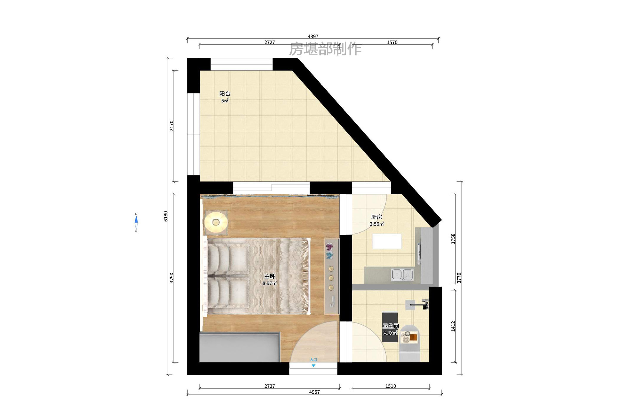 湖湾世景 1室1厅1卫 900.0元/月 湖湾世景 1室1厅1卫 900.0元/月户型图