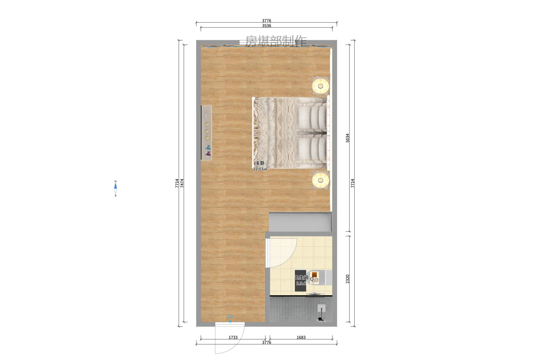 融科东南海  1室1厅1卫   1450.00元/月室内图1